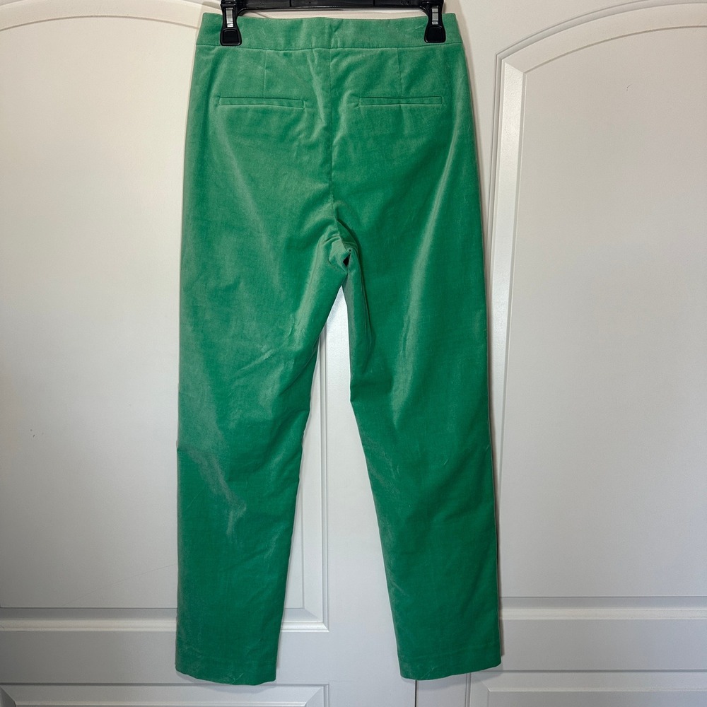 NWT J. Crew Kate Straight-leg Pant in Stretch Velvet Green Bright Womens 0 - Picture 4 of 7